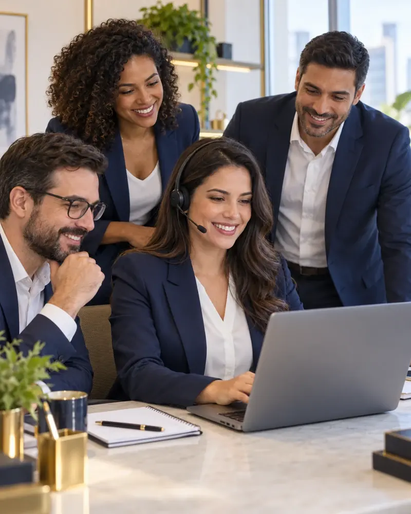 Imagem ilustrativa de uma equipe de consultores em atendimento
